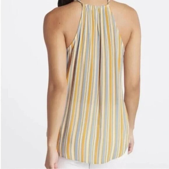 Market & Spruce Mac Surplice Sleeveless Blouse Faux Wrap Striped Summer Boho S - Picture 2 of 9